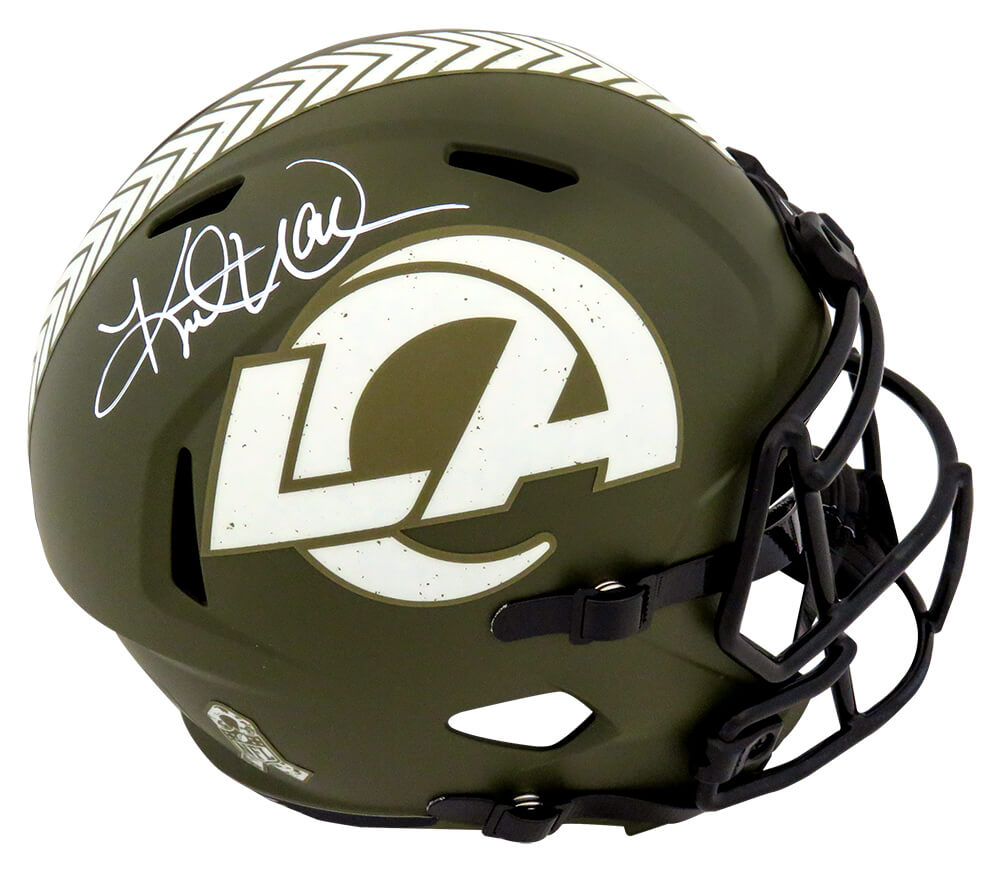 Kurt Warner Signed Rams Salute to Service Riddell Full Size Speed Replica Helmet