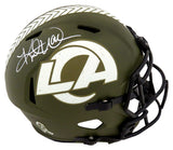 Kurt Warner Signed Rams Salute to Service Riddell Full Size Speed Replica Helmet