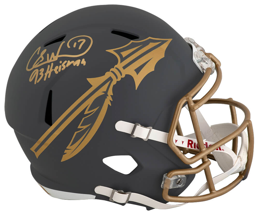 Charlie Ward Signed Florida State Seminoles SLATE Riddell Full Size Speed Replica Helmet w/93 Heisman