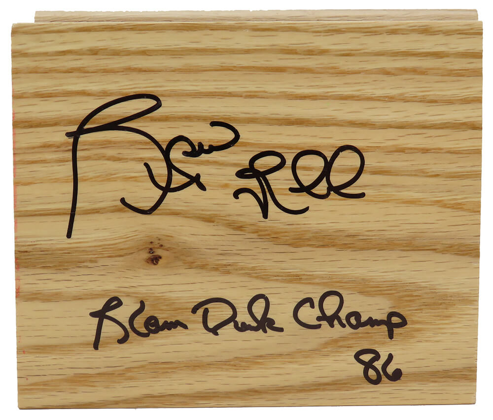 Spud Webb Signed 5x6 Floor Piece w/Slam Dunk Champ 86