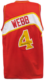 Spud Webb Signed Red Throwback Custom Basketball Jersey w/Slam Dunk Champ '86