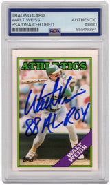 Walt Weiss Signed 1988 Topps Traded Rookie Baseball Card #126T w/88 AL ROY - (PSA Encapsulated)