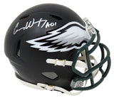 Carson Wentz Signed Philadelphia Eagles Flat Black Matte Riddell Speed Mini Helmet