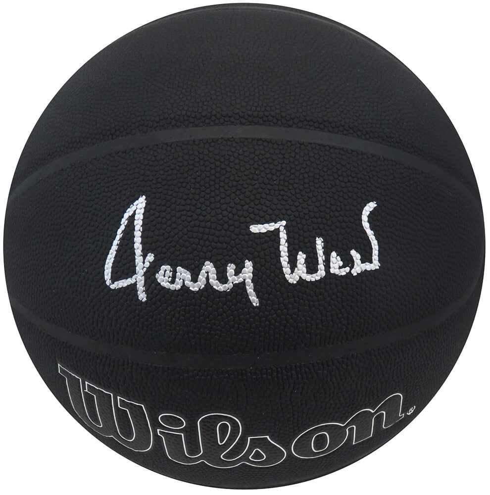 Jerry West Signed Wilson 75th Anniversary Logo Black NBA Basketball