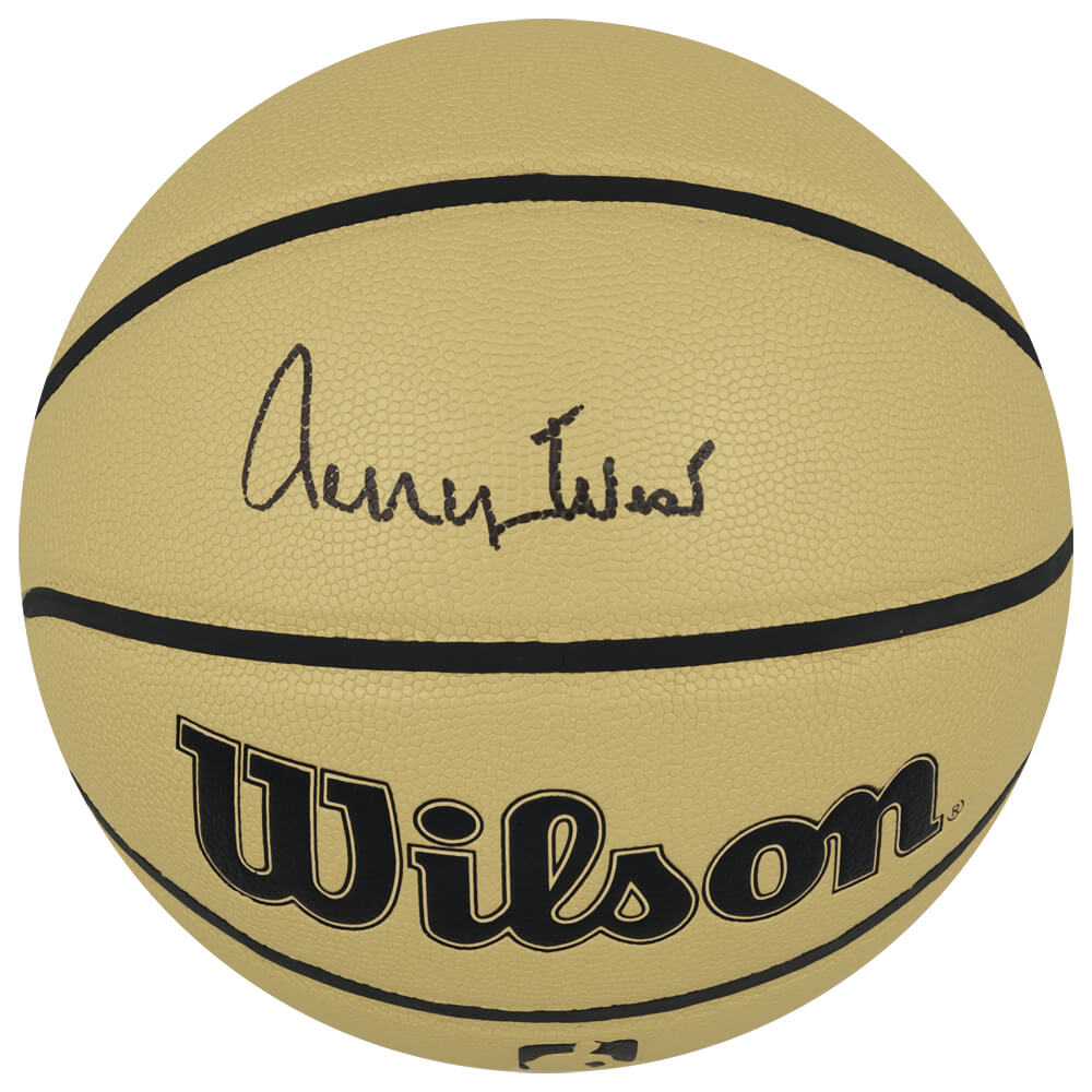 Jerry West Signed Wilson Gold Full Size NBA Basketball