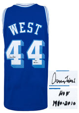 Jerry West Signed Los Angeles Lakers Blue 1960-61 Throwback M&amp;N Swingman Basketball Jersey w/HOF 1980, 2010