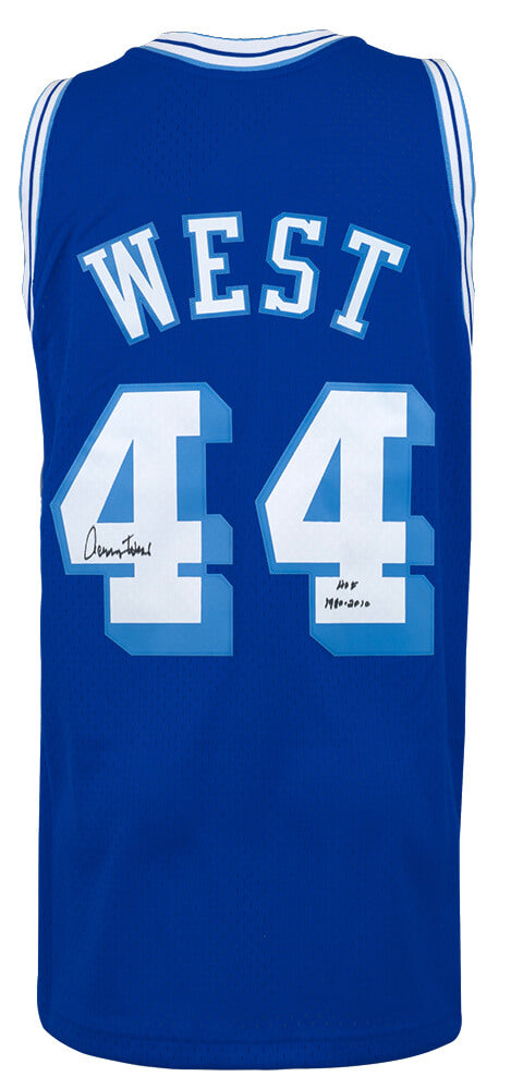 Jerry West Signed Los Angeles Lakers Blue 1960-61 Throwback M&amp;N Swingman Basketball Jersey w/HOF 1980, 2010