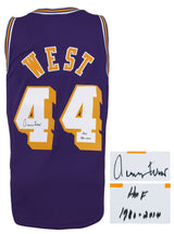 Jerry West Signed Los Angeles Lakers Purple 1971-72 Throwback M&amp;N Swingman Basketball Jersey w/HOF 1980, 2010