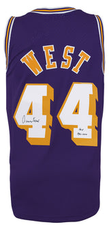 Jerry West Signed Los Angeles Lakers Purple 1971-72 Throwback M&amp;N Swingman Basketball Jersey w/HOF 1980, 2010
