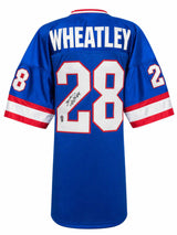 Tyrone Wheatley Signed Blue Custom Football Jersey