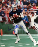 Danny White Signed Cowboys Navy Jersey Action 16x20 Photo