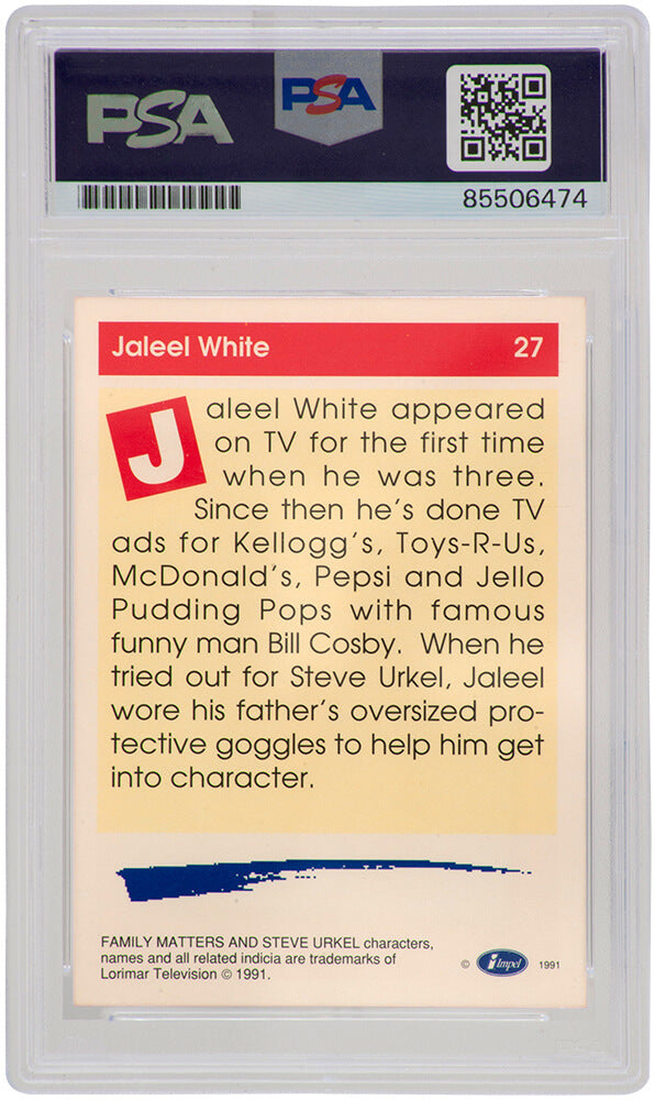 Jaleel White Signed 1991 Impel Laffs 'Family Matters' Steve Urkel Trading Card #27 - (PSA Encapsulated)