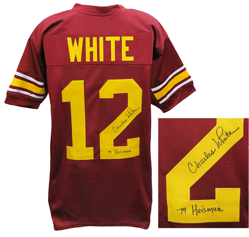 Charles White Signed Red Custom Football Jersey w/79 Heisman
