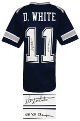 Danny White Signed Navy Custom Football Jersey w/SB XII Champs