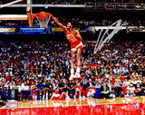 Dominique Wilkins Signed Atlanta Hawks One Hand Slam Dunk Action 8x10 Photo