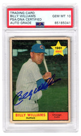 Billy Williams Signed Chicago Cubs 1961 Topps Baseball Rookie Card #141 (PSA Encapsulated / Auto Grade 10)
