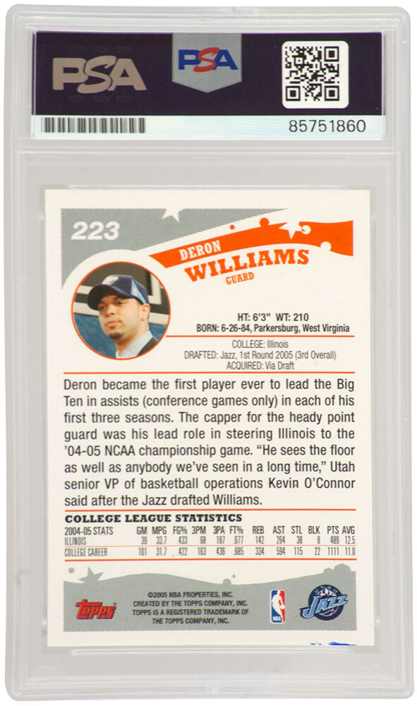 Deron Williams Signed Utah Jazz 2005 Topps Rookie Basketball Trading Card #223 - (PSA Encapsulated)