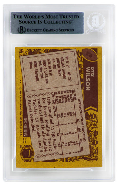 Otis Wilson Signed Chicago Bears 1986 Topps Football Card #23 - (Beckett Encapsulated)