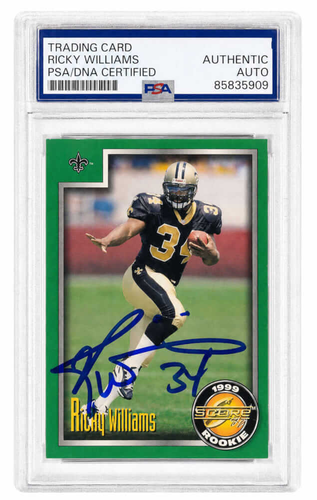 Ricky Williams Signe New Orleans Saints 1999 Score Football Rookie Card #222 - (PSA Encapsulated)