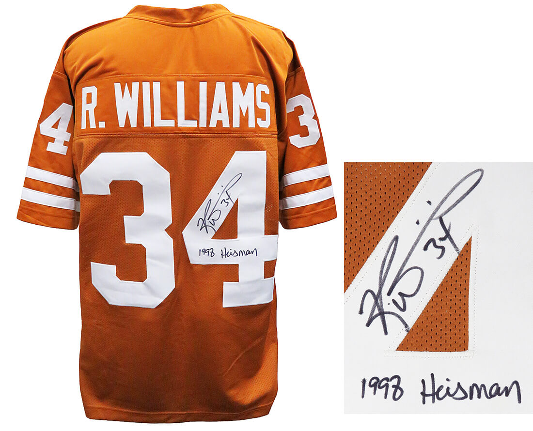 Ricky Williams Signed Brown Custom Football Jersey w/1998 Heisman