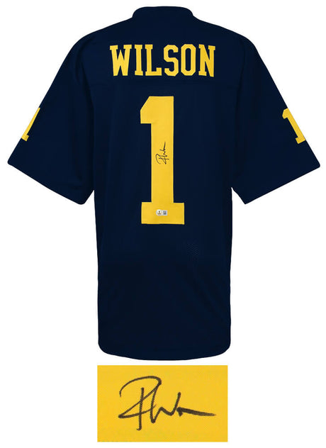 Roman Wilson Signed Navy Custom College Football Jersey (Beckett)