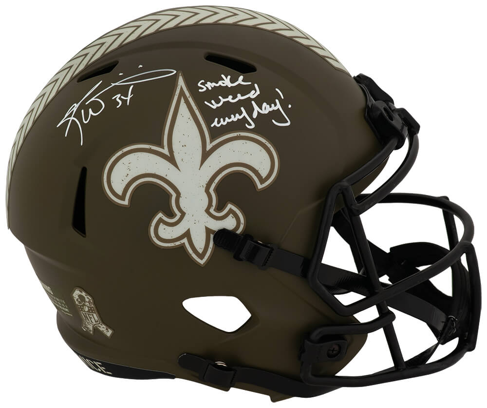 Ricky Williams Signed New Orleans Saints SALUTE Riddell Full Size Speed Replica Helmet w/Smoke Weed Everyday