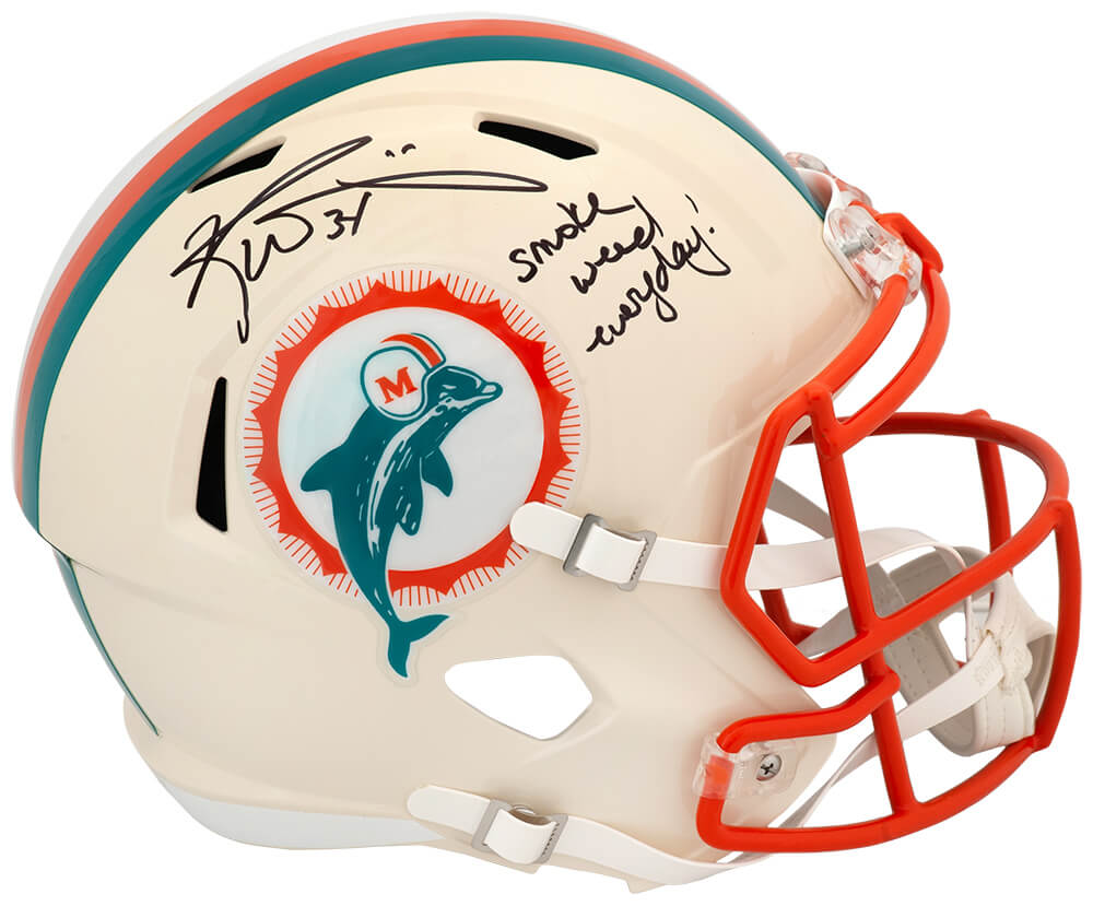 Ricky Williams Signed Miami Dolphins RETRO Riddell Full Size Speed Replica Helmet w/Smoke Weed Everyday