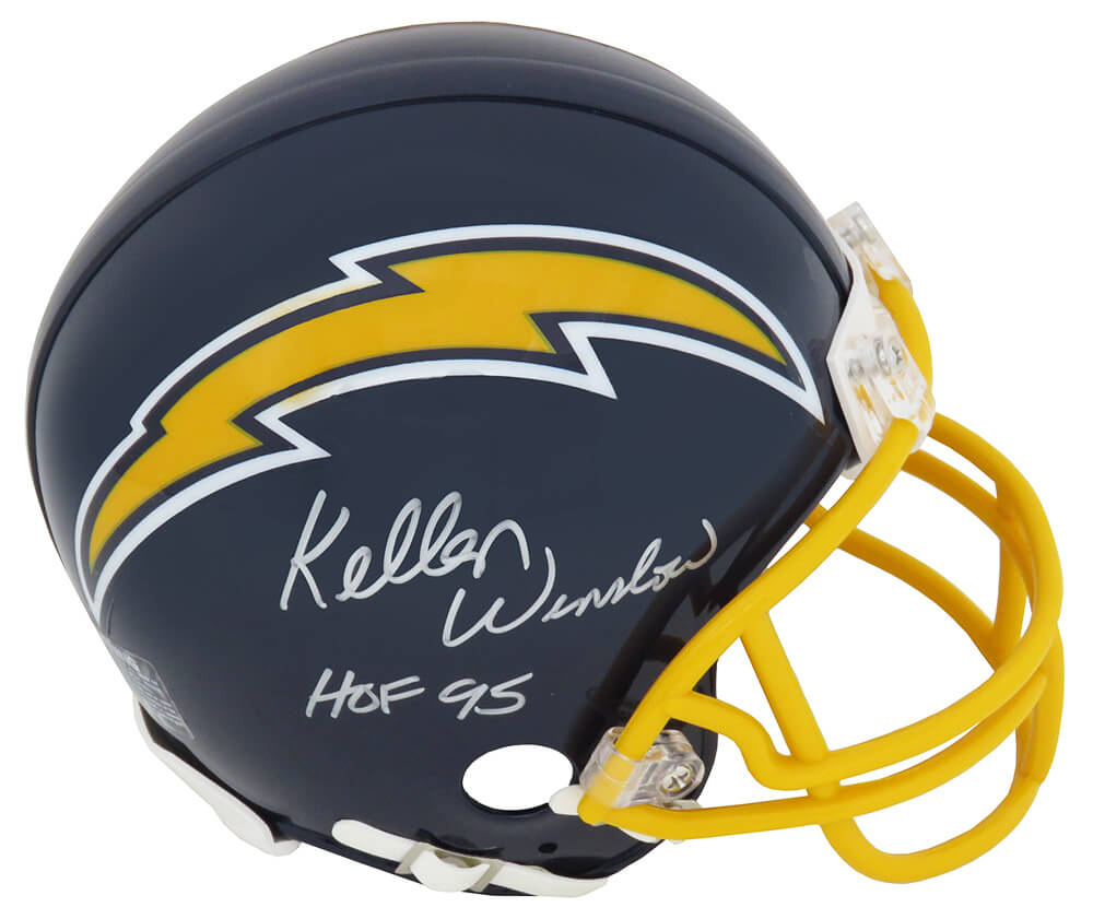 Kellen Winslow Signed Los Angeles Chargers Throwback Navy Riddell Mini Helmet w/HOF 95