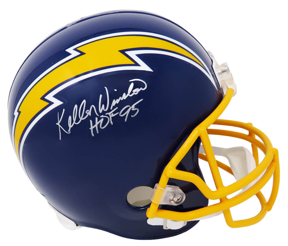 Kellen Winslow Signed Los Angeles Chargers Navy Throwback Riddell Full Size Replica Helmet w/HOF'95
