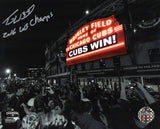 Travis Wood Signed Cubs 2016 WS Wrigley Field Marquee Spotlight 8x10 Photo w/2016 WS Champs