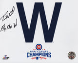 Travis Wood Signed Chicago Cubs 2016 WS Champs 'W' Flag 8x10 Photo w/Fly The W