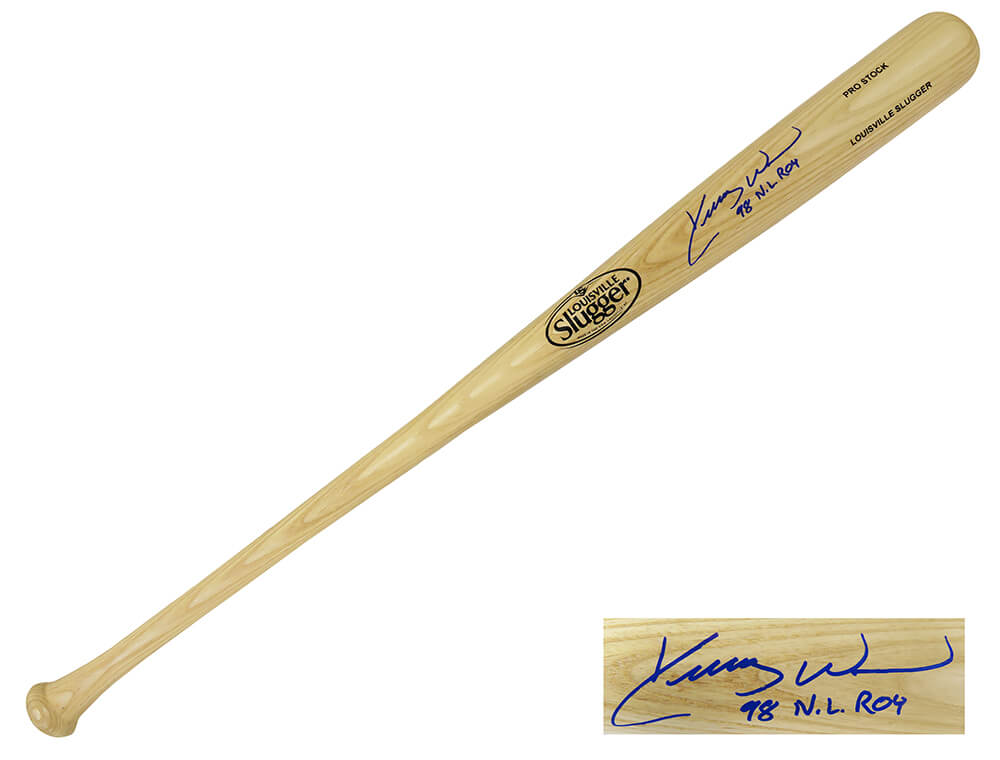 Kerry Wood Signed Louisville Slugger Pro Stock Blonde Baseball Bat w/98 NL ROY