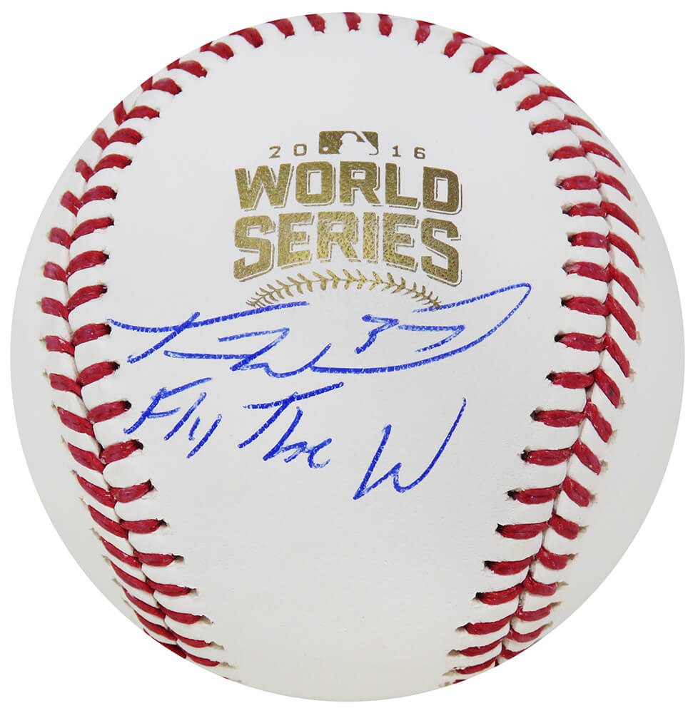 Travis Wood Signed Rawlings Official 2016 World Series Baseball w/Fly The W