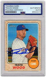 Travis Wood Signed Chicago Cubs 2017 Topps Heritage Baseball Card #395 - (PSA Encapsulated)