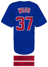 Travis Wood Signed Blue Custom Baseball Jersey w/16 WS Champs
