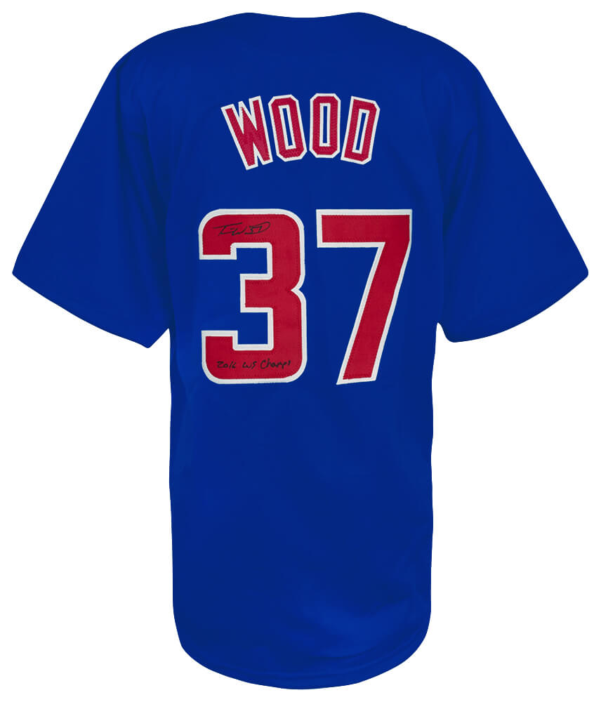 Travis Wood Signed Blue Custom Baseball Jersey w/16 WS Champs