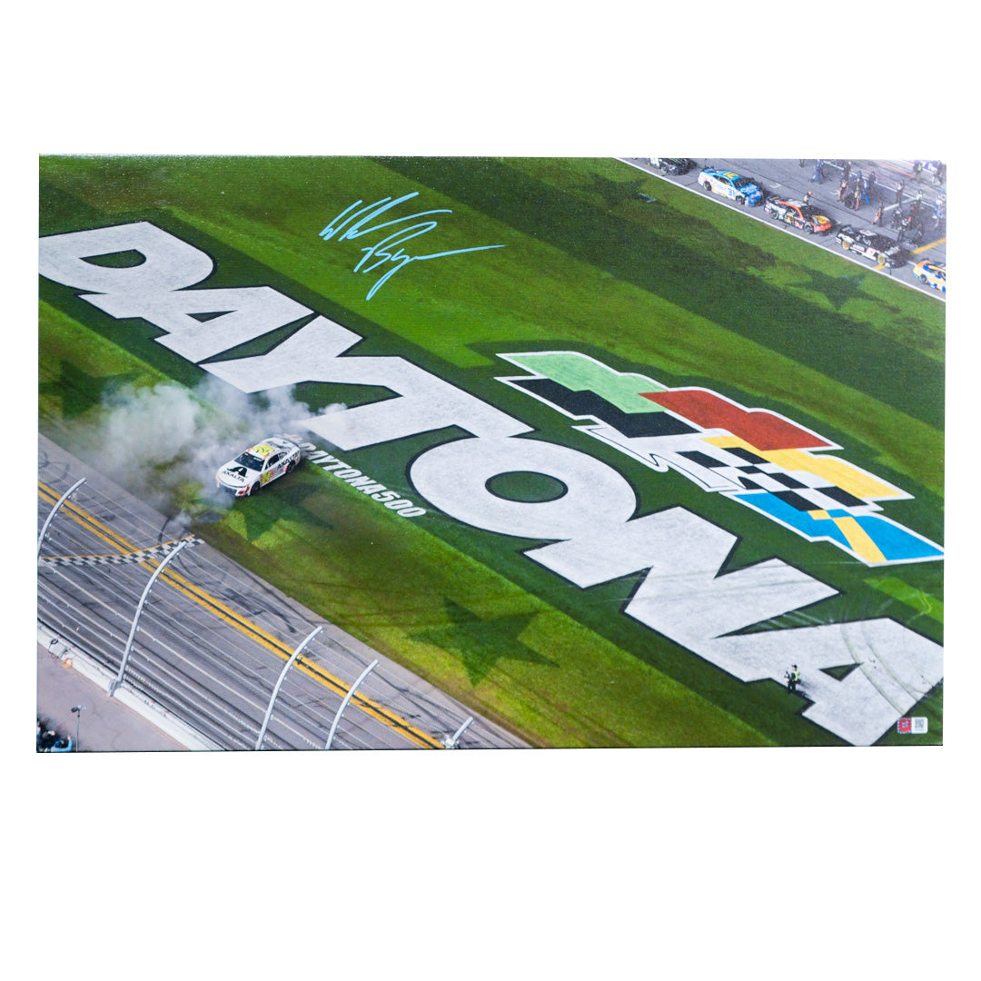 William Byron Signed NASCAR 2024 Daytona 500 Win Celebration 20x32 Gallery Wrapped Photo on SpeedCanvas (PA)