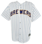 Christian Yelich Signed Milwaukee Brewers White Pinstripe Majestic Basball Jersey - (JSA)