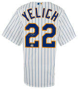 Christian Yelich Signed Milwaukee Brewers White Pinstripe Majestic Basball Jersey - (JSA)