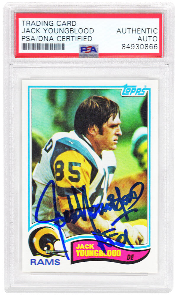 Jack Youngblood Signed Rams 1982 Topps Football Card #388 w/HF'01 (PSA Encapsulated)
