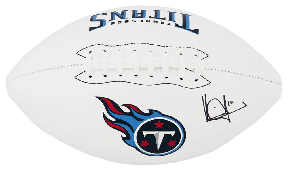 Vince Young Signed Tennessee Titans Logo Franklin White Football