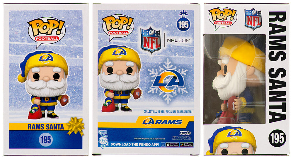 Jack Youngblood Signed LA Rams SANTA Funko Pop Doll #195 w/HF'01