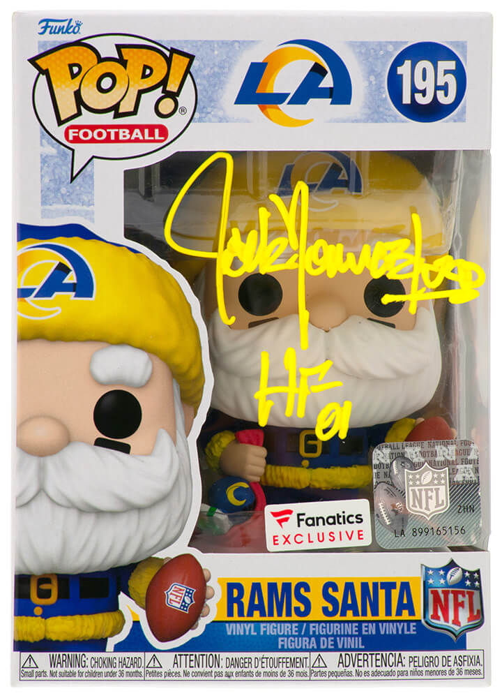 Jack Youngblood Signed LA Rams SANTA Funko Pop Doll #195 w/HF'01
