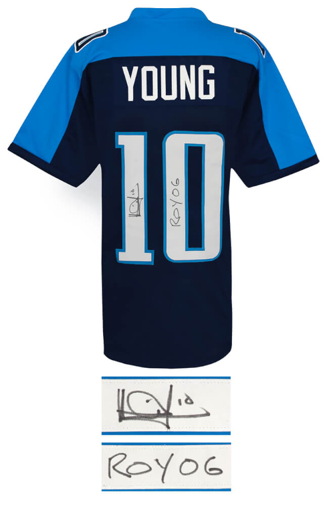 Vince Young Signed Blue Custom Football Jersey w/ROY'06