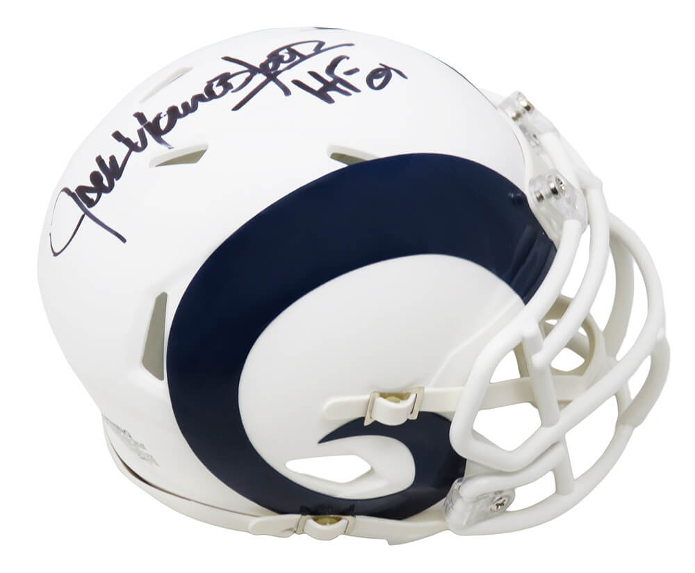Jack Youngblood Signed Los Angeles Rams Flat White Matte Riddell Speed Mini Helmet w/HF'01
