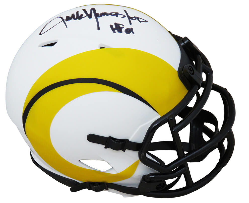 Jack Youngblood Signed Los Angeles Rams Lunar Eclipse White Matte Riddell Speed Mini Helmet w/HF'01