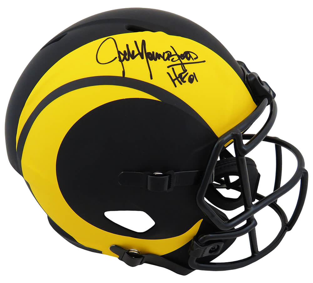 Jack Youngblood Signed LA Rams Eclipse Black Riddell Full Size Speed Replica Helmet w/HF'01 (On Horn)