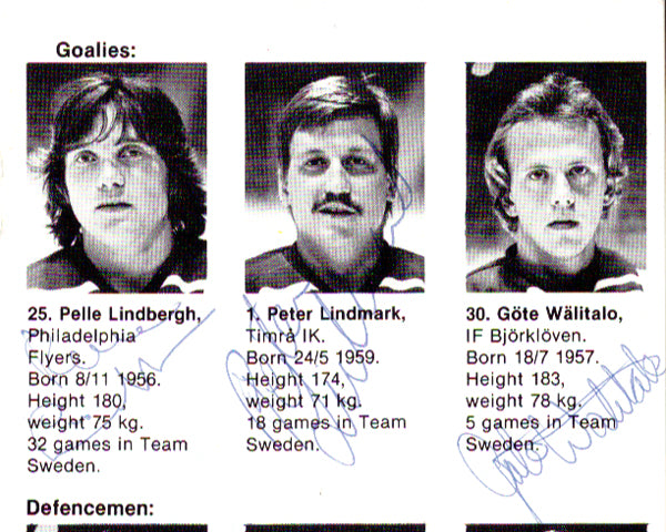1981 Team Sweden Autographed 4x6 Program With 23 Total Signatures Including Pelle Lindbergh PSA/DNA #Z05646