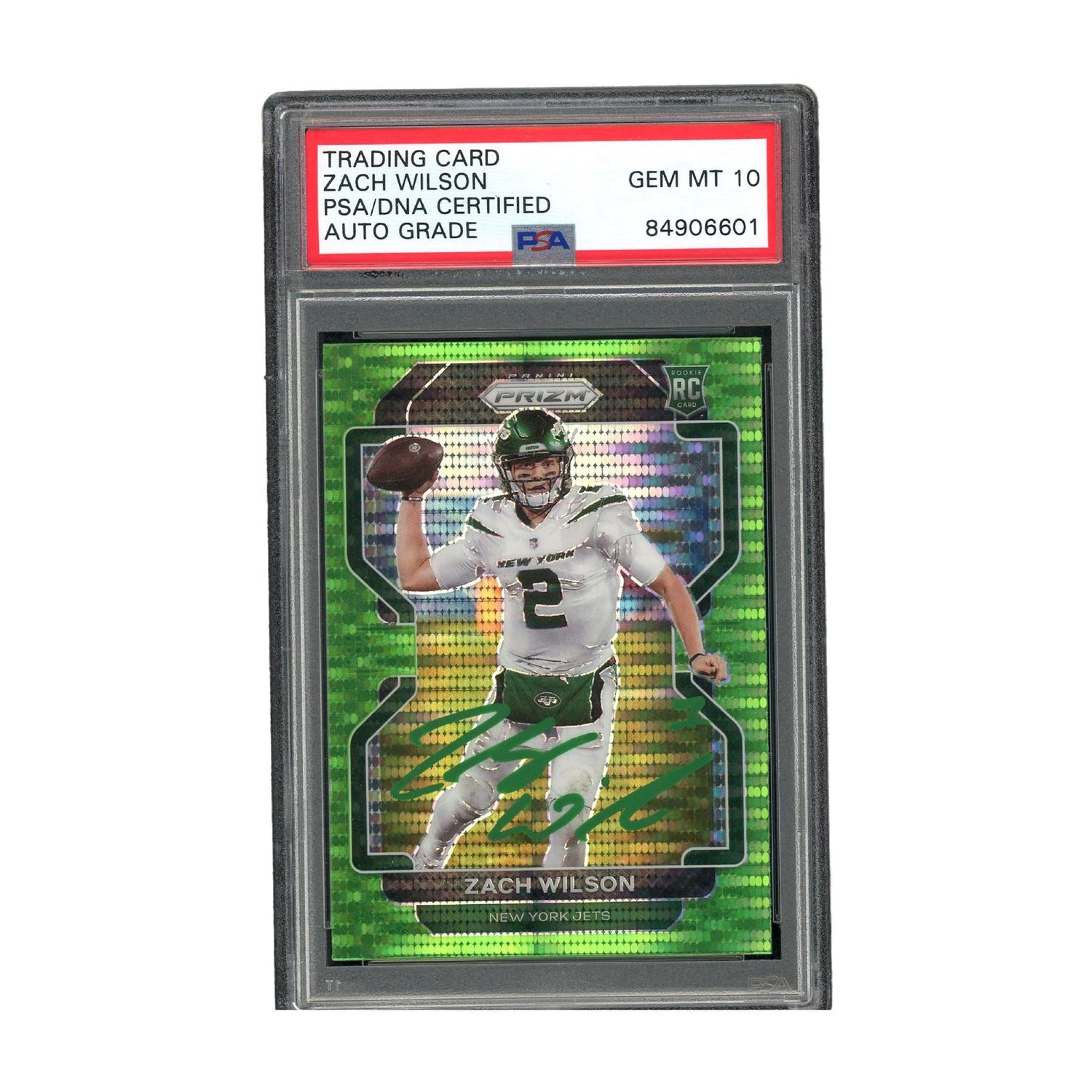 Zach Wilson Signed Authentic PSA/DNA Prizm NY Jets NFL Gem Mint 10 Auto