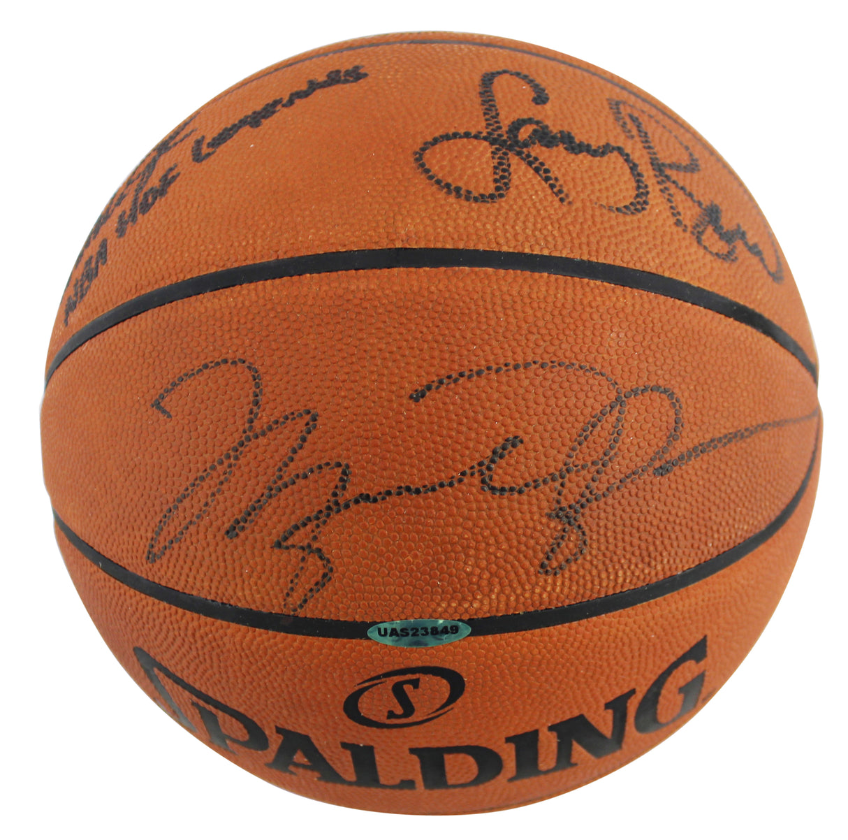 NBA HOF Legends (3) Jordan, Bird & Johnson Signed NBA Basketball BAS #A39837